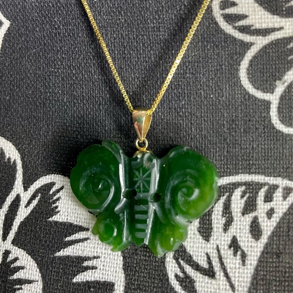 14K Gold Necklace and Butterfly Pendant - Picture 1 of 5